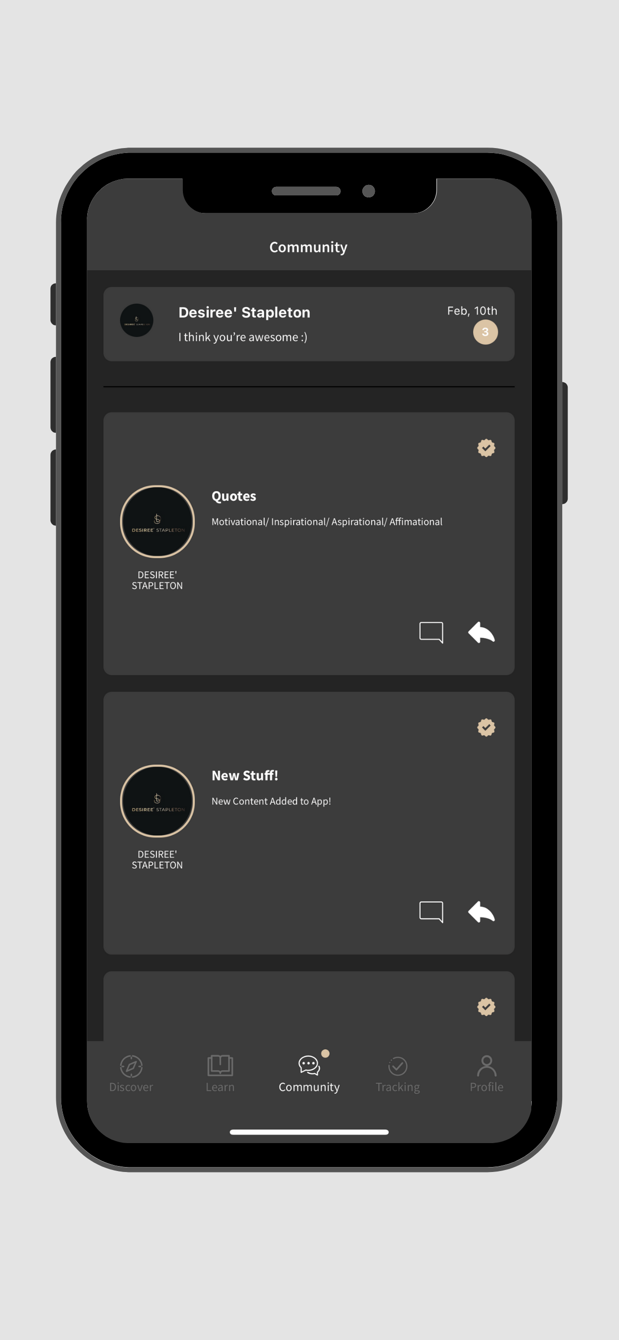 The Self-Help App 'Community' Tab